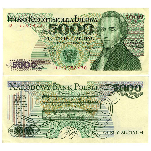 5000 злотых 1988 года - Польша (Pick 150.c) - XF