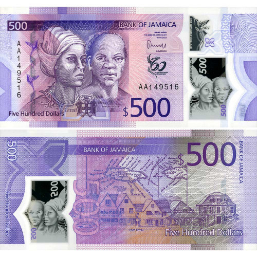 500 долларов 2022 года - 60 лет независимости - Ямайка (Pick W98) UNC - полимер
