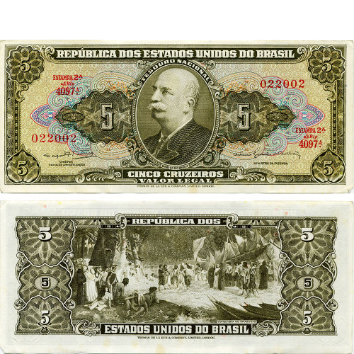 5 крузейро 1962-64 гг - Бразилия (Pick 176) XF