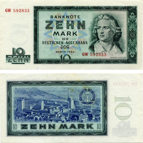 10 марок 1964 года - ГДР (Pick 23) XF