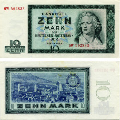 10 марок 1964 года - ГДР (Pick 23) XF
