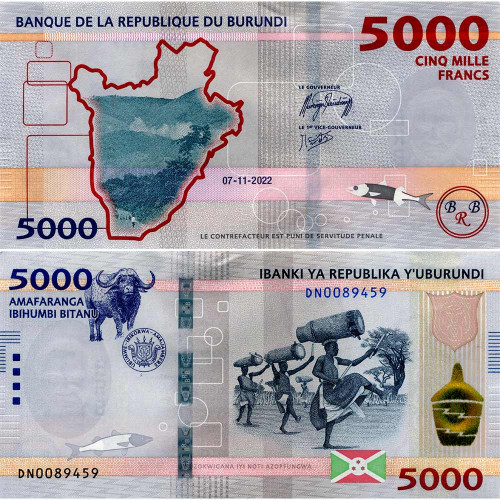 5000 франков 2022 года - Бурунди (Pick 58) UNC