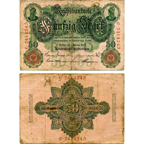 50 марок 1908 года - Германия (Pick 31) G-VG