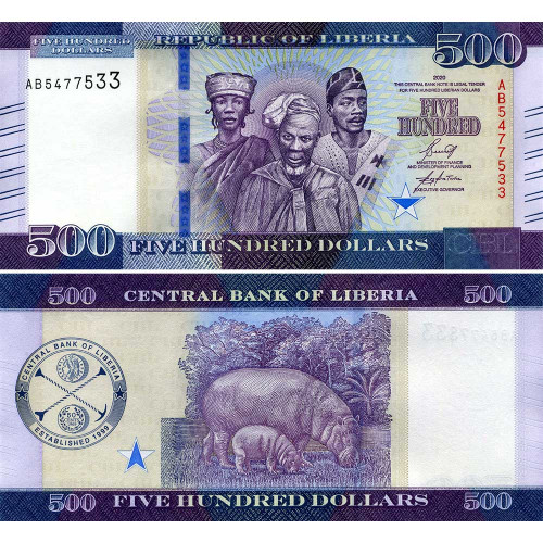 500 долларов 2020 года - Либерия (Pick 36) UNC