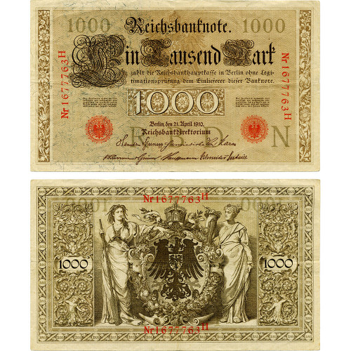 1000 марок 1910 года - Германия (Pick 44.b) F-VF