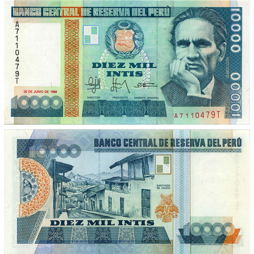10000 инти 1988 года - Перу (Pick 140) UNC
