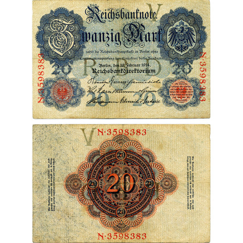 20 марок 1914 года - Германия (Pick 46.b) F