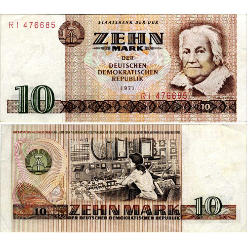 10 марок 1971 года - ГДР (Pick 28.a) F-VF