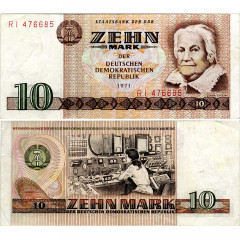 10 марок 1971 года - ГДР (Pick 28.a) F-VF