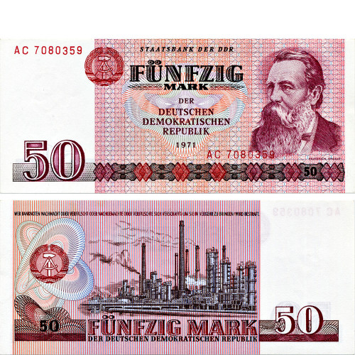 50 марок 1971 года - ГДР (Pick 30.a) aUNC