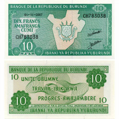 10 франков 2007 года - Бурунди (Pick 33.e) UNC