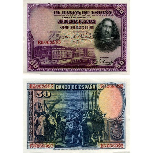 50 песет 1928 года - Испания (Pick 75) aUNC