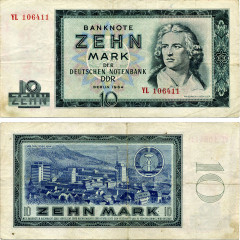 10 марок 1964 года - ГДР (Pick 23) VF