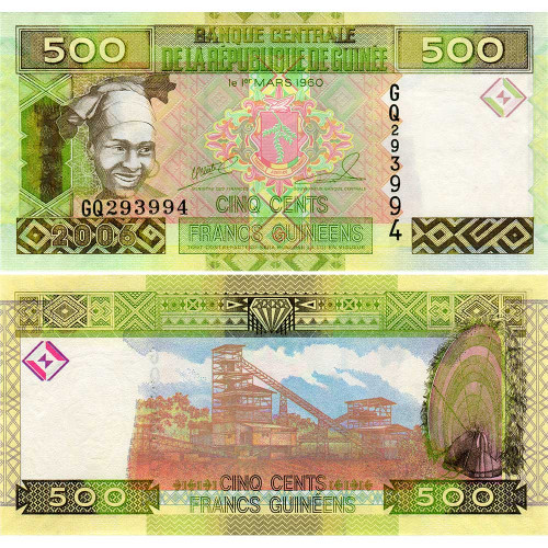 500 франков 2006 года - Гвинея (Pick 39.а) UNC