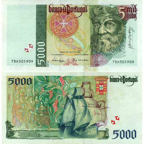 5000 эскудо 1998 года - Португалия (Pick 190.e) XF