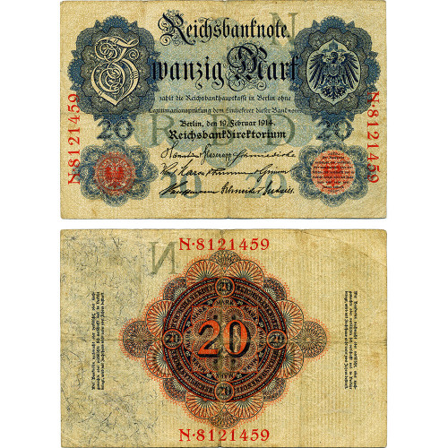 20 марок 1914 года - Германия (Pick 46.b) G-VG