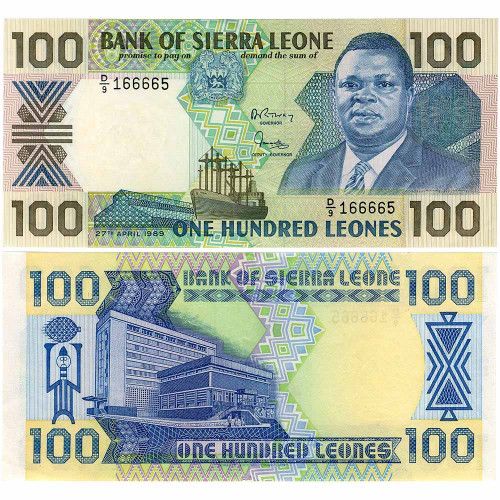 100 леоне 1989 года - Сьерра-Леоне (Pick 18.b) UNC